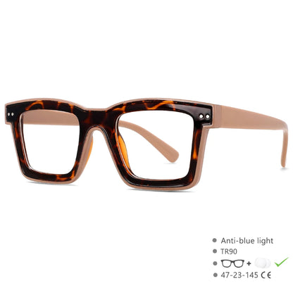 55599 New Fashion Men Brand Designer Glasses for Ladies Anti Blue Retro Square Punk Frame Clear Computer Purple Eyeglasses