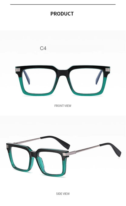 TR90 Men's Square Glasses Metal Frame Anti Blue Light Oversized Reading Glasses New Double Colors Women's Presbyopic Glasses