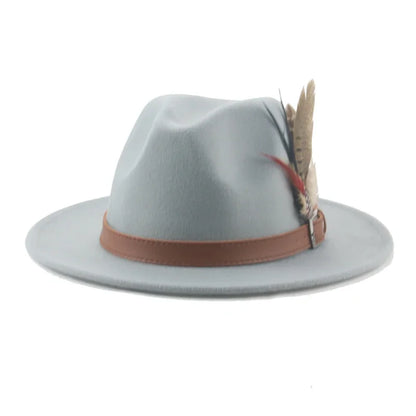 Hat Fedoras Winter Women Hats Men Felt Hat Feather Luxury Fashion Casual Wedding Decorate Men Women Fedora Chapeau Femme Bonnet