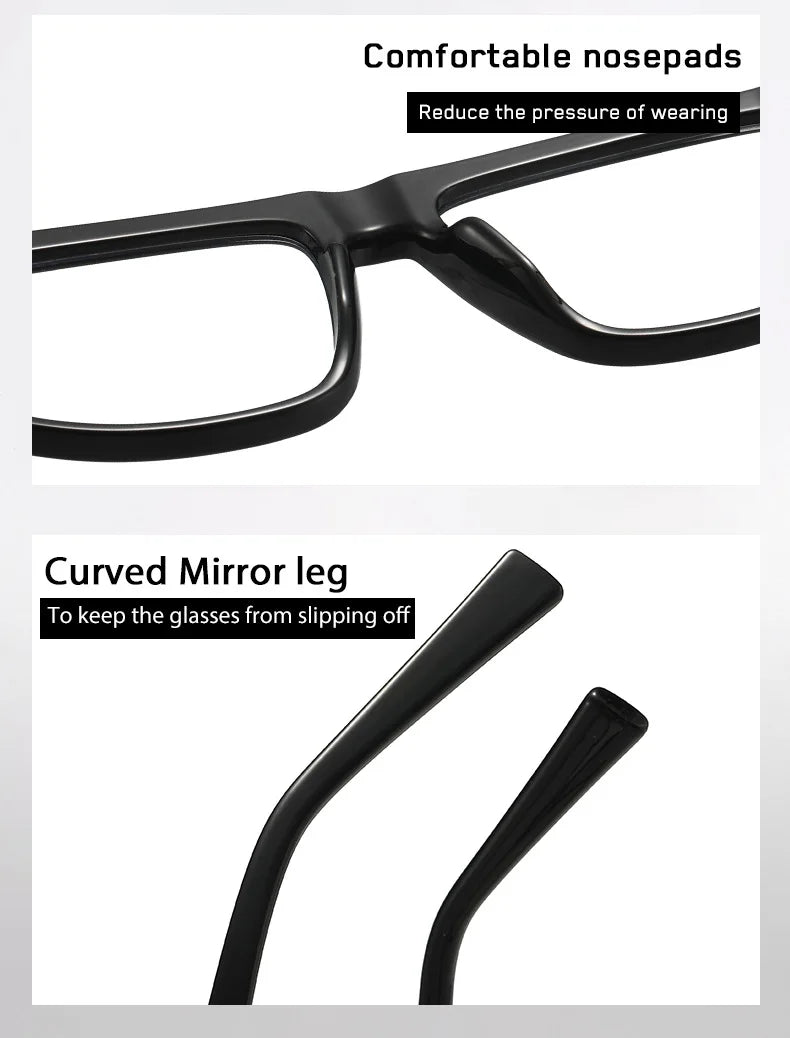 Men Vintage Anti Blue Light Reading Glasses Classic Brand Double Bridge Square Eyeglasses Business Office Presbyopia Glasses +