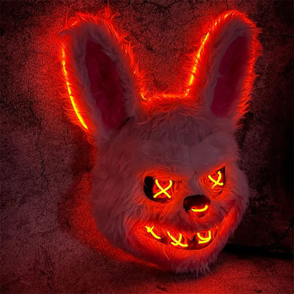 Bunny Mask Masquerade LED Rabbit Bear Mask Glowing Halloween Party,Mask For Carnival Cosplay Props Party without batteries