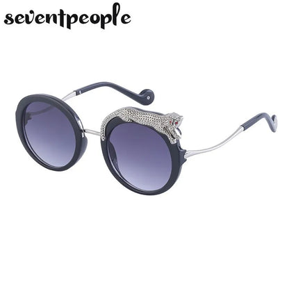Oversized Round Sunglasses Women Big 2026 Luxury Brand Crystal Leopard-Shaped Sun Glasses for Ladies Anti Blue Light Eyeglasses