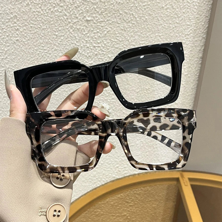 New Square Anti-blue light Large Frame Eyeglasses Fashion Street Decorative Glasses Computer Spectacles For Women Men
