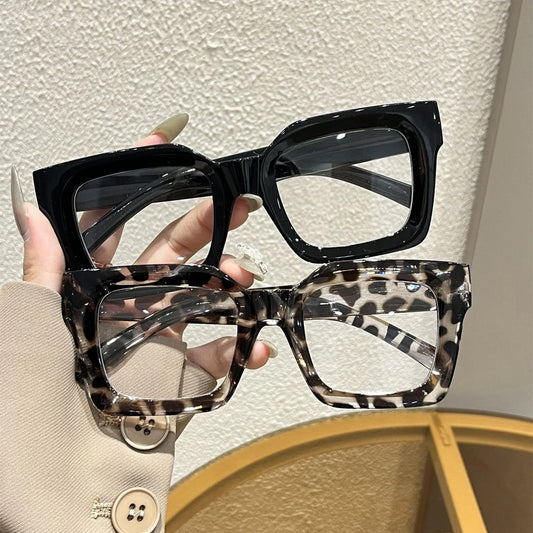 New Square Anti-blue light Large Frame Eyeglasses Fashion Street Decorative Glasses Computer Spectacles For Women Men