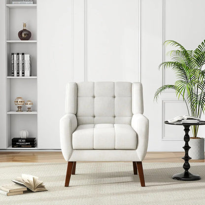 Faux Leather Accent Chair, Modern Upholstered Club Arm Chair for Living Room, Comfy Armchair Single Sofa Seat with, Customized