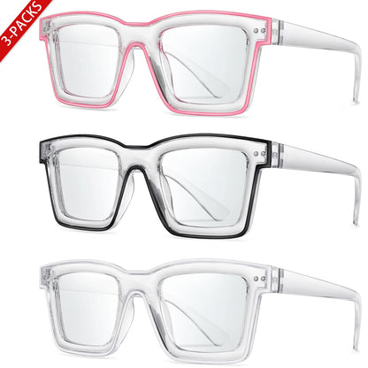 3 Pairs Fashion Casual Sunglasses For Women Large Transparent Shades Eyewear Daily Outfit shopping Selfie Hiking Travel Beach