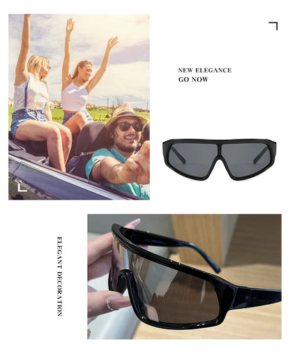 Cycling 2pcs Fashion New Sports Sunglasses Women Punk Style Outdoor Eyeglasses One Piece Personalized Square Glasses Unisex