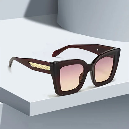 2025 New in Vintage Sunglasses for Women Fashion Square Frame Gradient Sunglasses with Golden Arrows for Women