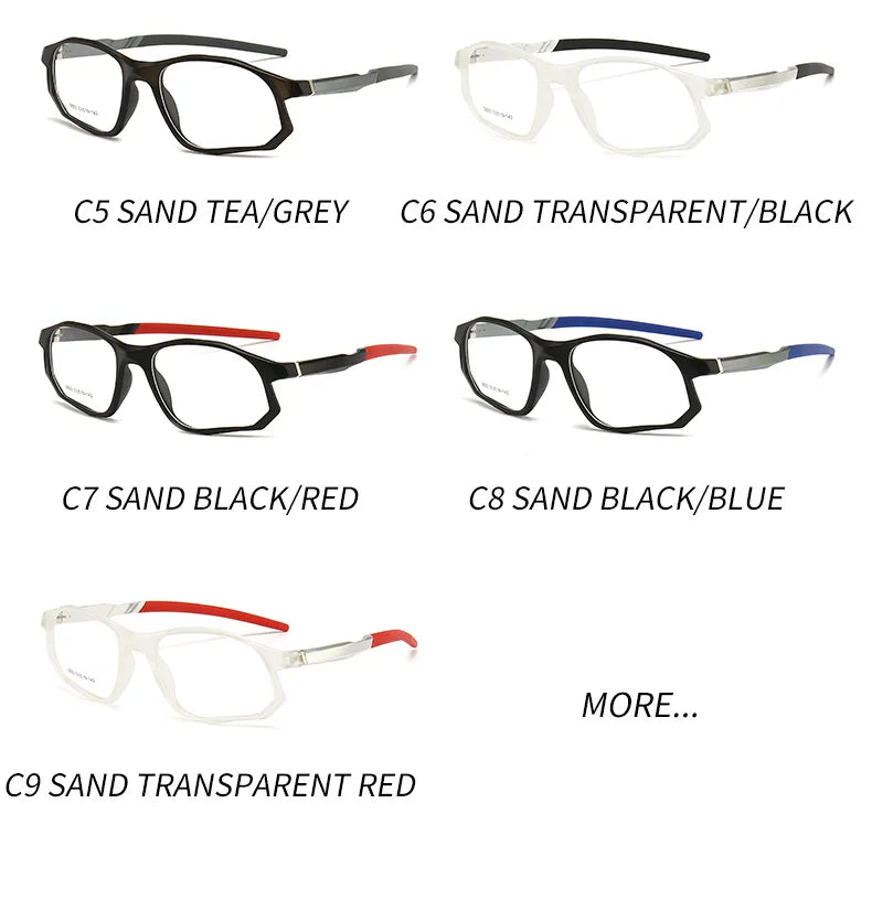 YIMARUILI New Fashion Sports Glasses Men and Women TR90 Spring Leg Design Big Face Optical Prescription Eyeglasses frame 5853