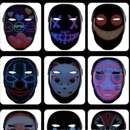 Cosplay Party Face Transforming LED Mask with App Control Programmable LED Halloween Mask DIY Digital Luminous Mask for Adults