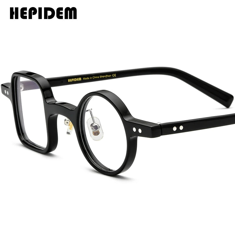 FONEX HEPIDEM Acetate Eyeglasses Frame Men 2025 New Small Round Brand Design Glasses Women Retro Vintage Eyewear Spectacles 9341