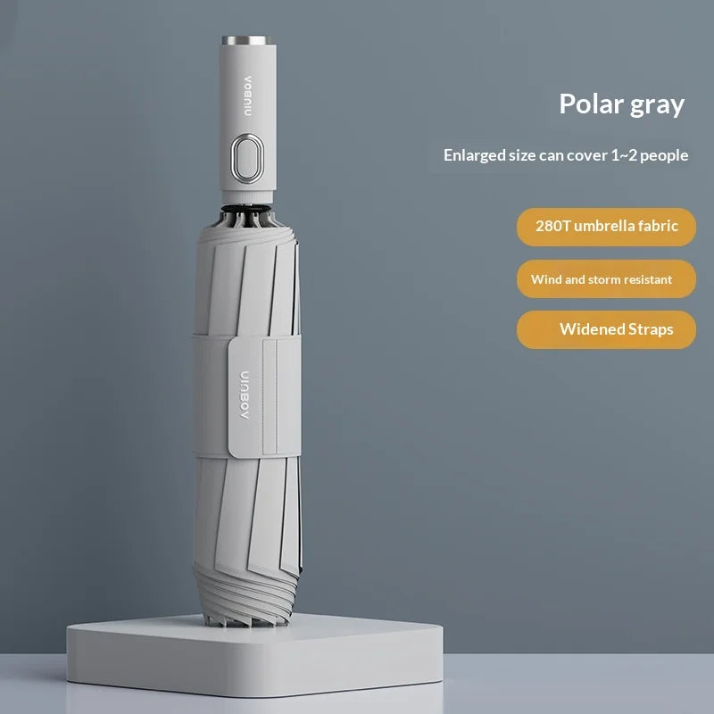 Fully automatic extra-large umbrella, thickened, reinforced, windproof, designed for heavy rain, reverse folding umbrella