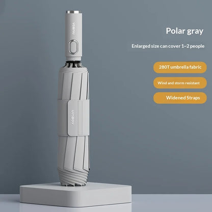 Fully automatic extra-large umbrella, thickened, reinforced, windproof, designed for heavy rain, reverse folding umbrella