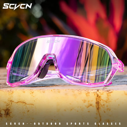 SCVCN Fashion Sports Running Glasses Outdoor Bicycle Drive Hiking Sunglasses Men MTB Cycling Sunglasses Women Road Bike Glasses