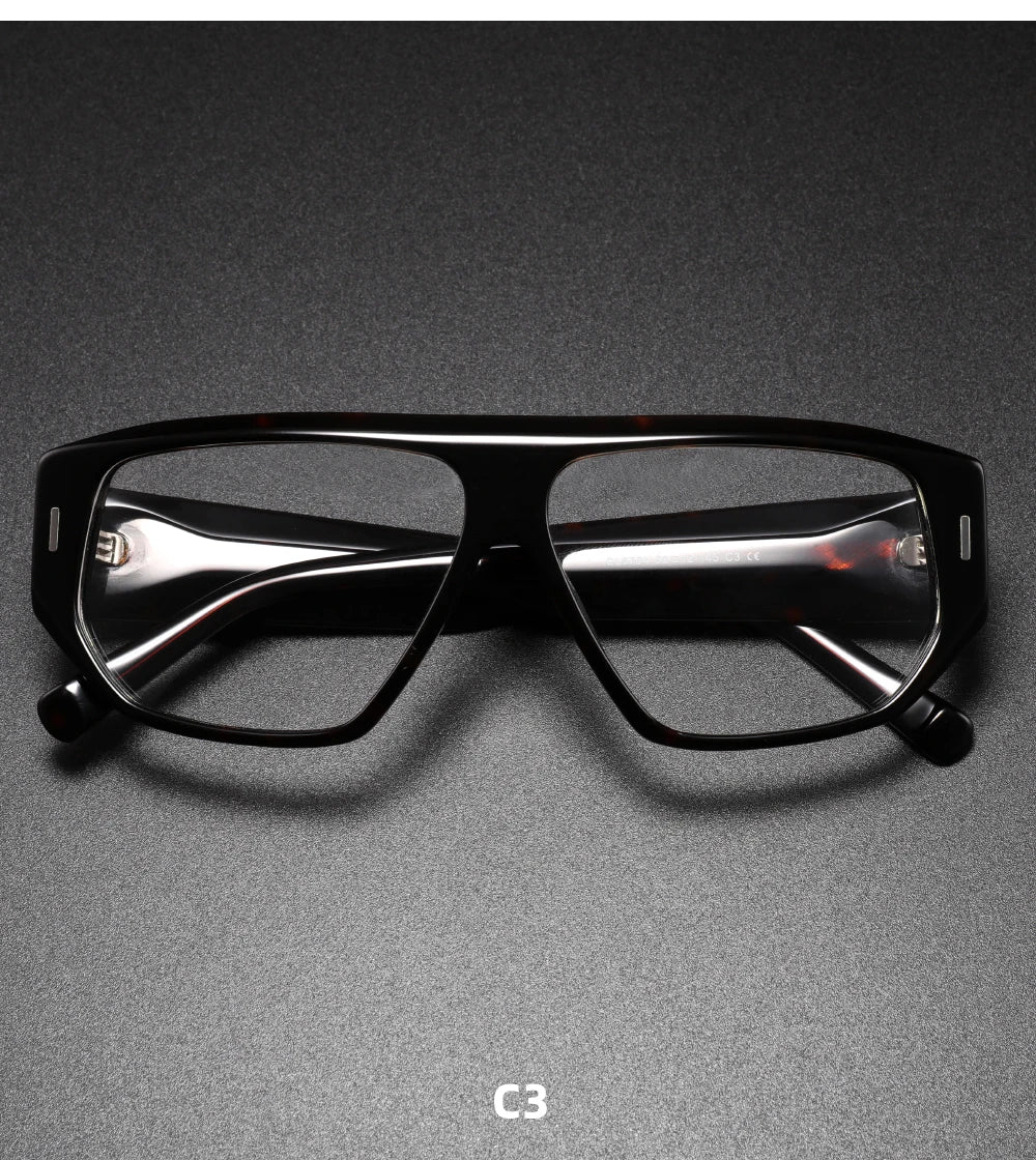 Luxury Brand Designer Thick Acetate Oversized Frame for Men Women Trendy Optical Eyewear Stylish Shield For Men lentes de sol