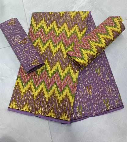 KENTE 4+2YARD 2024 Latest Design 6 Yards/lot African Fabric Gold Powder Ankara 100% Cotton Farbic For Sewing Wax Print Fabric
