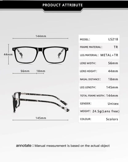 Blue Light Blocking Glasses for Men Women TR90 Square Frame Anti Eyestrain Computer Gaming Glasses Lightweight Unisex