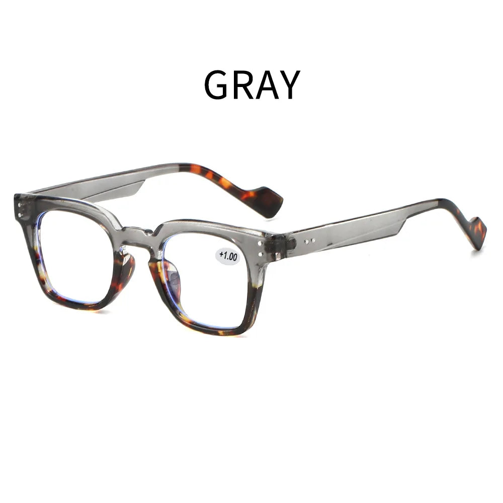 Stylish Square Frame Hyperopia Eyewear Men Anti Blue Light Reading Glasses Color Blocked Presbyopia Eyeglasses for Women