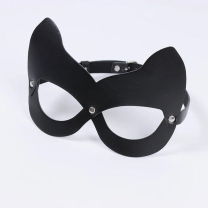 1pc Half Face Cat Eye Costume Mask Woman Black Leather Cat Mask Masquerade Mask For Halloween Party Cosplay