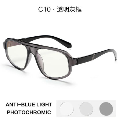 Classic Oversized Square Photochromic Anti Blue Light Reading Glasses Men Women Luxury Brand Computer Glasses Trendy TR90 Frames