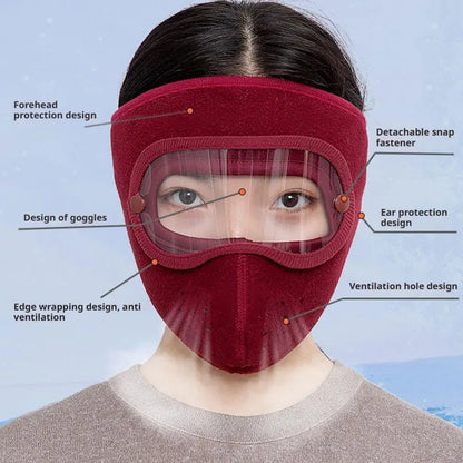 Winter Warm Face Mask With Detachable Anti Fog Goggle Anti Dust Cycling Mask Balaclava Warm Helmet For Skiing Face Cover