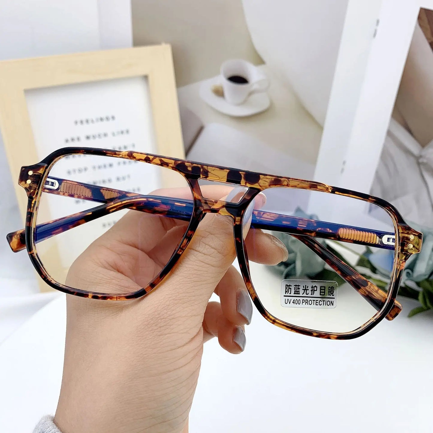 2025 New Fashion Vintage Oversized Reading Glasses Unisex Anti Blue Rays Leoaprd Square Eyeglasses Antifatigue Computer Eyewear