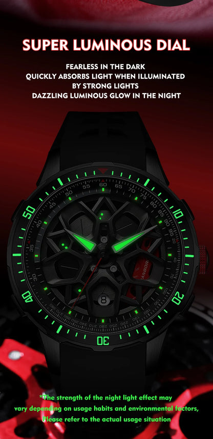 HANBORO supercar series men's fully automatic mechanical watch with wheels running and dial personalized watch