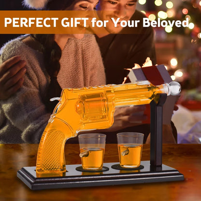 Whiskey Decanter Sets for Men Unique Whiskey Gifts Cool Liquor Dispenser with Two Glasses for Home Bar Drinking Party