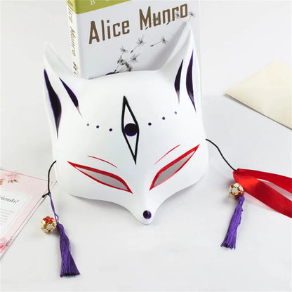 Fashion Anime Fox Mask Hand-painted Mask With Tassels Bell Halloween Masquerade Party Festival Cosplay Photo Prop Cute Gift