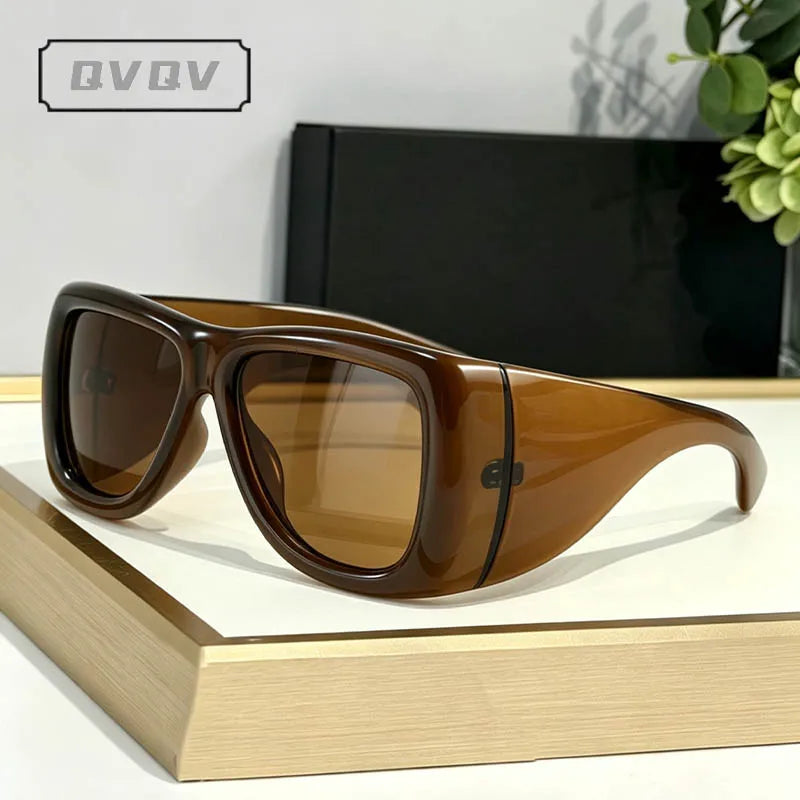 QVQV Trendy Oversized Square Sunglasses Women Men Luxury Brand Original Thick Frame Sunglasses Retro Outdoors Driving Shades