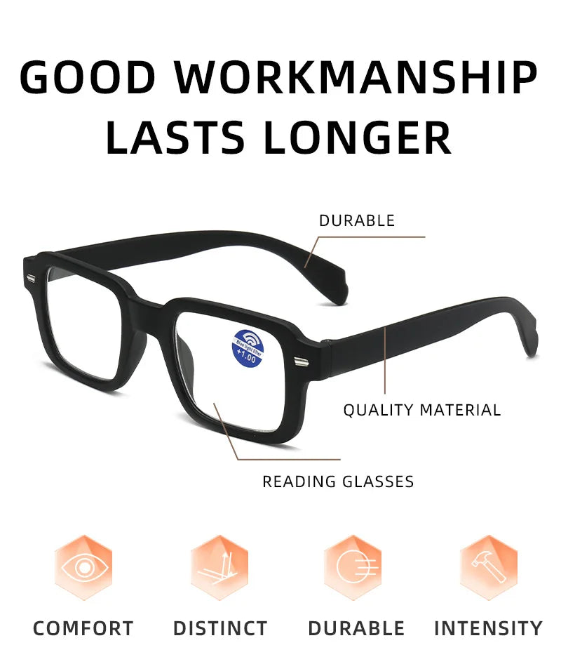 Fashion Women Reading Glasses Square Plastic Computer Anti-Blue Light Women Men Presbyopia Hyperopia Eyeglasses +1.0 +1.5 +2.0