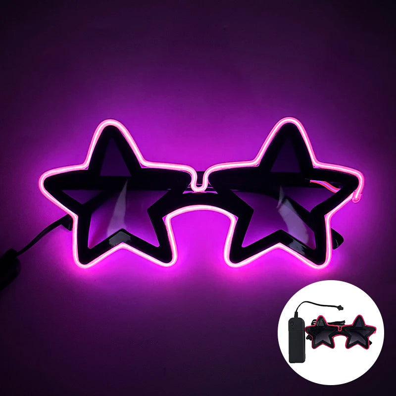 Cool glowing star shape glasses Led Light Up Star Glasses Glow In The Dark glasses for nightclub Birthday wedding party supplies