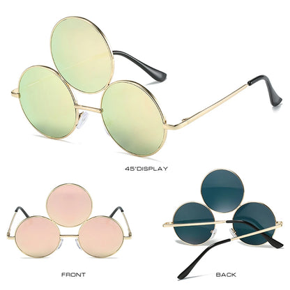 Novel Third Eye Round Metal Frame Sunglasses Chinese Style Erlang God Three Eyes Glasses Funny Party Halloween Cosplay Glasses