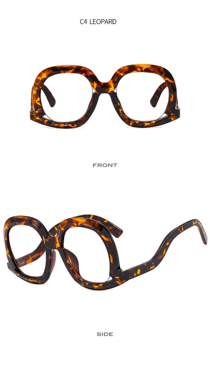 Fashion Unique Oval Blue Light Blocking Glasses Frame Women Large Colorful Gradient Eyeglasses Luxury Designer Reading Glasses