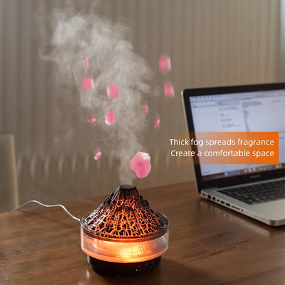 Volcano Flame Diffuser Essential Oil Diffusers for Home Bedroom Air Humidifier Remote Control 7 Colours Lights Timer shutdown
