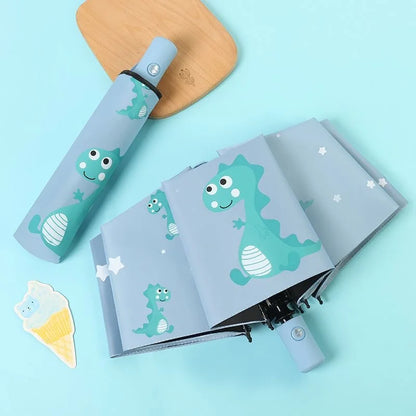 Automatic umbrella Cute dinosaur automatic children umbrella Sunshade Thickening and Durable Travel folding automatic umbrella