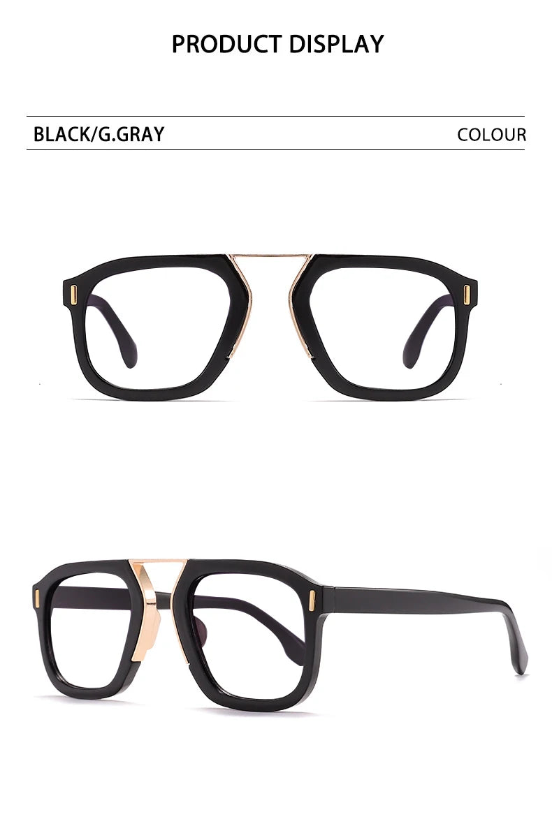 Rivets Black Leopard Fashion Reading Glasses Oversized Square Glasses Frame Anti Blue Light Far Sight Presbyopia Eyewear