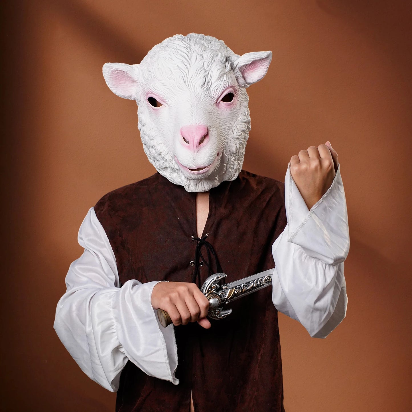 Lamb's head cover - Halloween animal mask - suitable for cosplay, carnival - Latex material