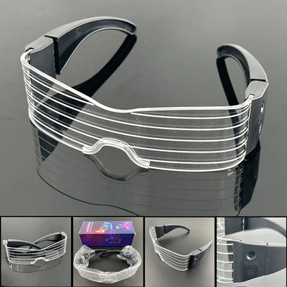 Acrylic LED Luminous Glasses Glow Party Glasses Neon Light Up Visor Eyeglasses DJ Bar Party Eyewear For Halloween Christmas