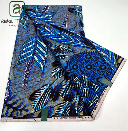 Latest African Grand Golden Wax Fabric Super Good Quality Women Pagne Flash Cotton Prints Batik Ankara Glitter Tissus 6yards