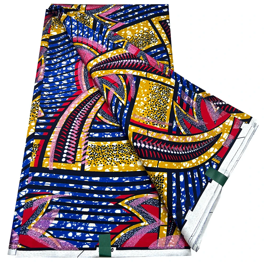 African Wax Prints Fabric Golden Wax Fabric High Quality Ankara Fabric for Party Dress New Grand Super 100% Cotton Y15, 6Yards