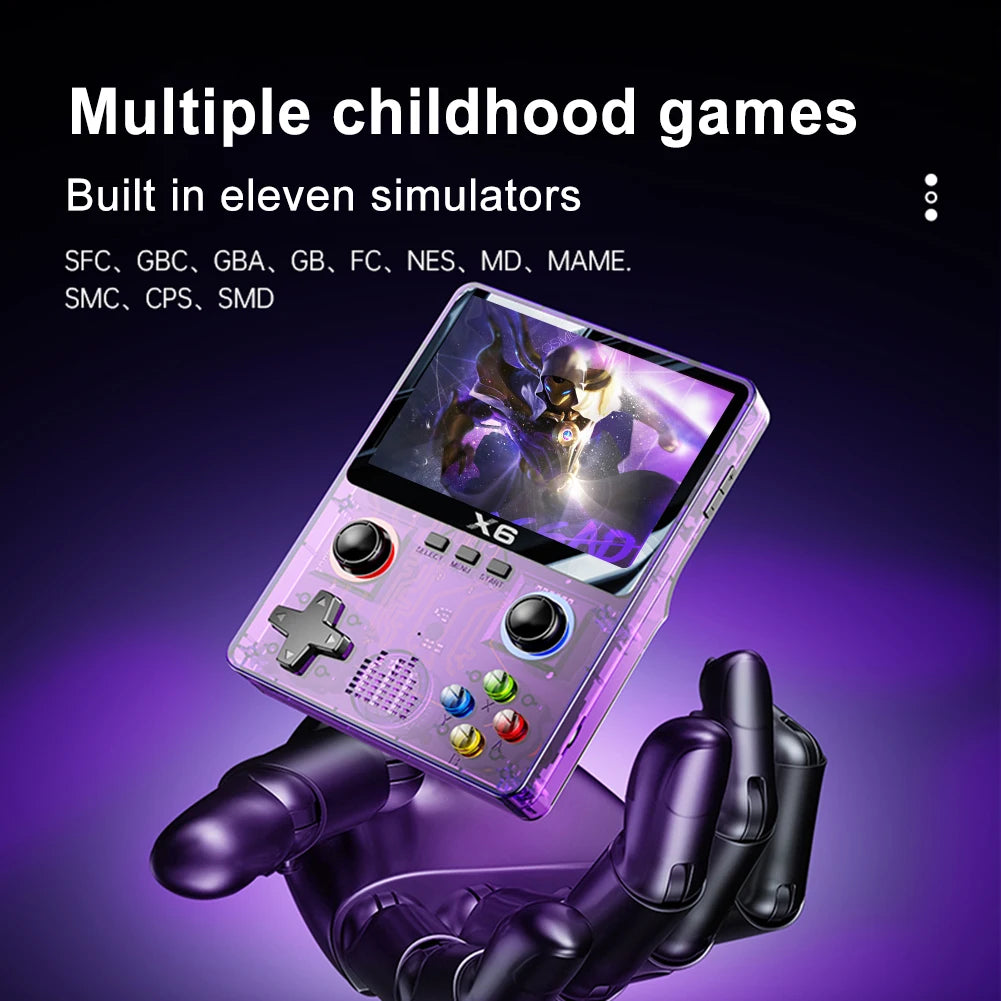 X6 Portable Video Game Console 2000mAh 3.5 Inch IPS Screen Handheld Game Player 8000 Games Built in 11 Emulators for Adults Kids