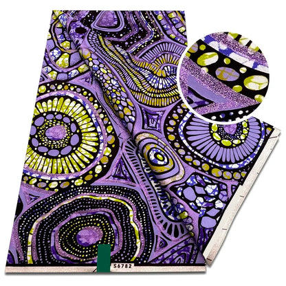 Newest Super Grand African Wax Glitter Glam Fabric Sprinkle Cotton Ankara Batik Material Pagne Wax Gold Print For Sew Uniform