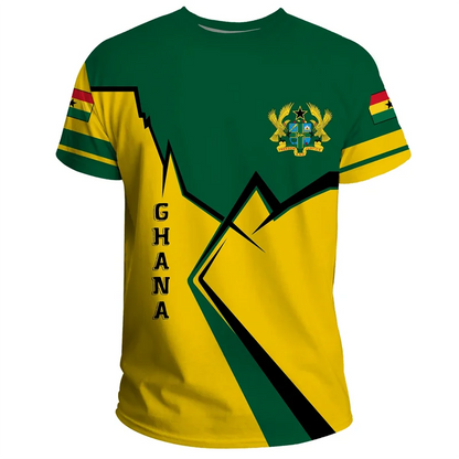 African Ghana T-shirt Fashion 3D Printed Coat Of Arms T Shirts For Men Casual Round Neck Tees Summer Sports Tops Short Sleeves