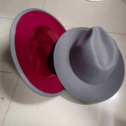 Sombreros Fedora Hat Dual Color Classic Jazz Hat Soft Fedora Hat Classic Men's and Women's Blue Jazz sombreros
