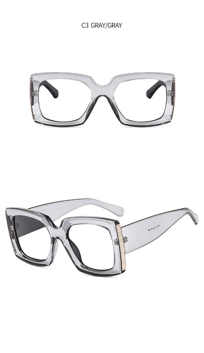Retro Oversized Reading Glasses Women Men Luxury Brand Green Flower Square Computer Glasses Anti Blue Light Elderly Eyeglasses