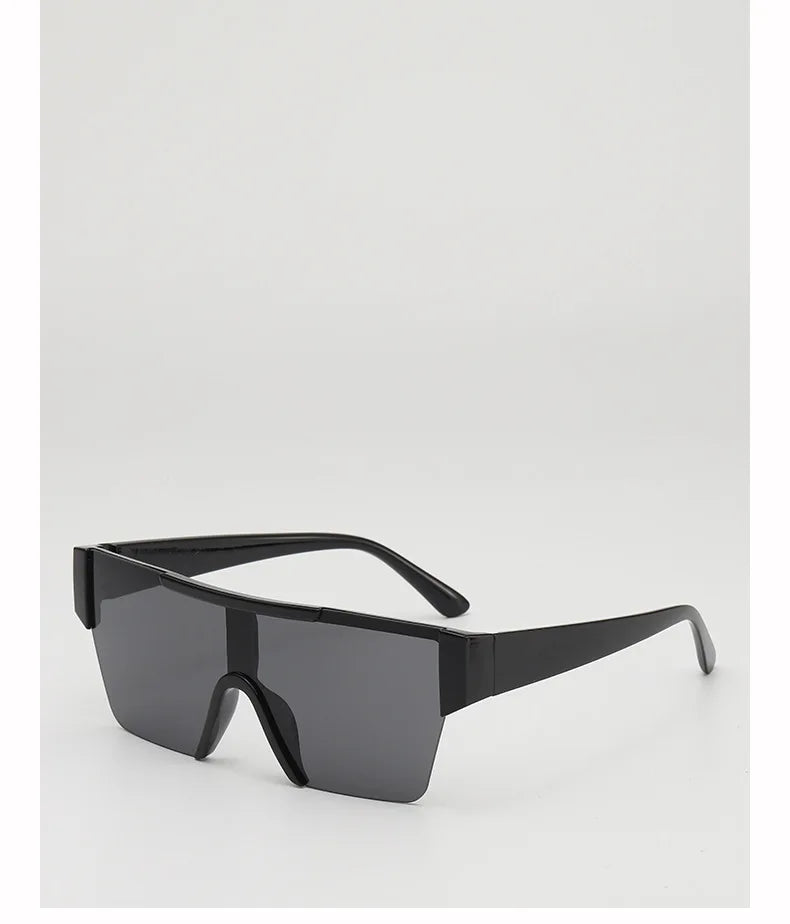 Retro Big Square Frame Women Men Sunglasses Fashion One Piece Black Silver Lens Shades UV400 Trending Sun Glasses Eyewear 2026
