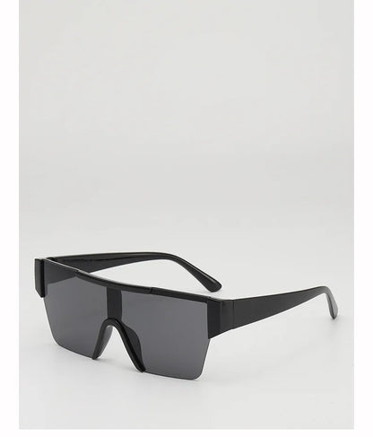 Retro Big Square Frame Women Men Sunglasses Fashion One Piece Black Silver Lens Shades UV400 Trending Sun Glasses Eyewear 2026