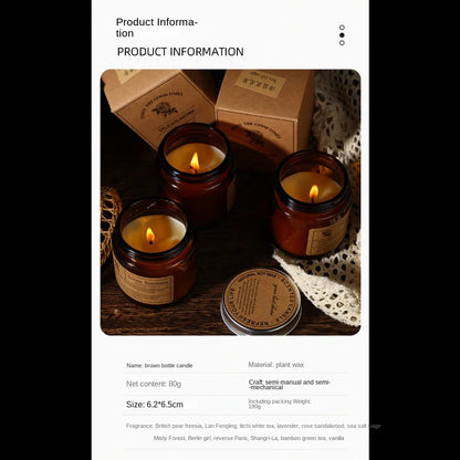 1pc Brown Glass Cup Aromatherapy Candle Smokeless scented candle Suitable for Home Decoration Birthday Valentine's Day Gift