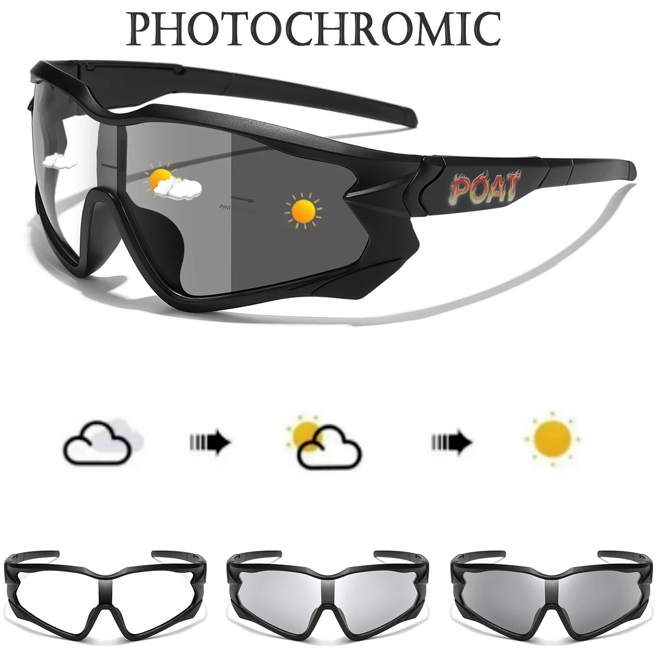 POAT Brand Photochromic Eyewear for Men Women MTB Bike Bicycle Cycling Fishing Running Glasses New Style Sunglasses Sports